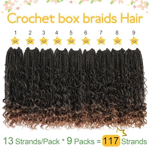 Goddess Box Braids Crochet Hair 12 Inch, 9 Packs Box 12 Inch (Pack of 9) T30#