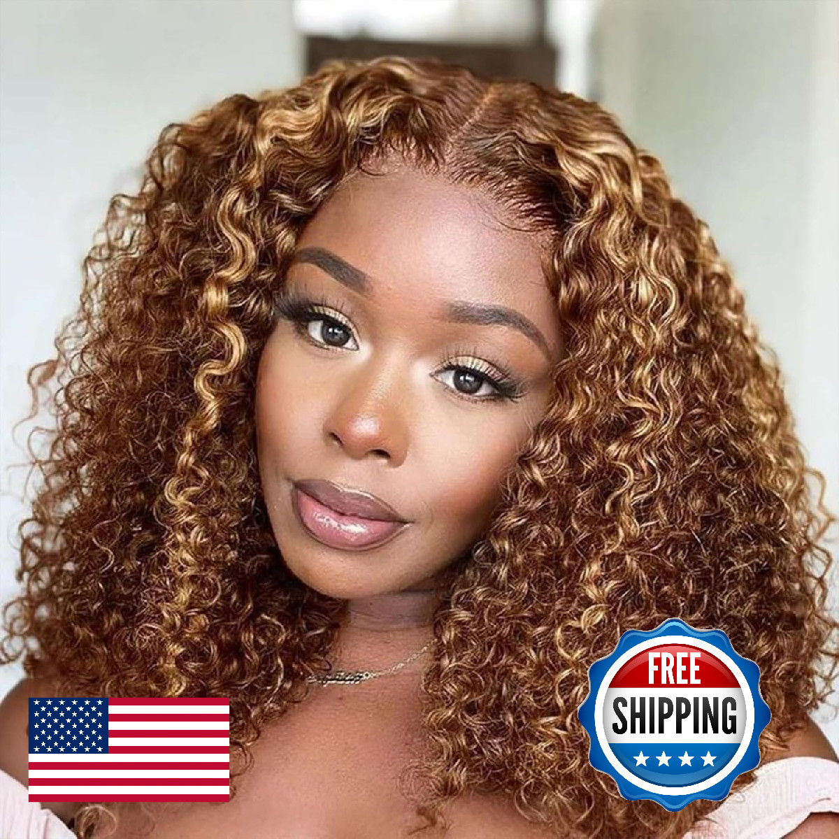 Abhayy 4/27 Highlight Ombre Bob Wig Human Hair 13X4 Deep Curly Human Hair Wig