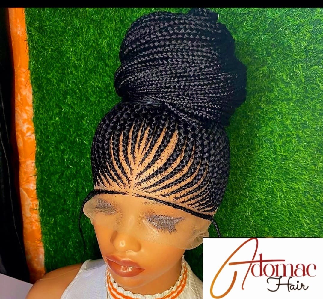 Black 36inches 360 full lace Braided Wig 004- Luxury Braided Wig Style