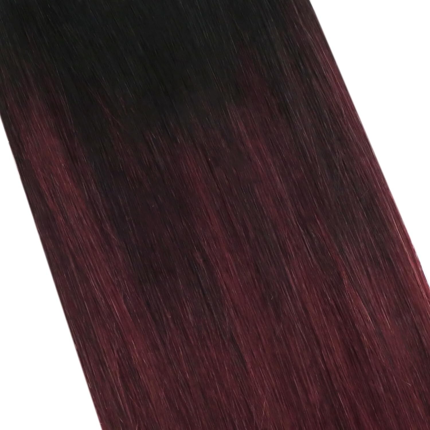 Yaki Straigt Burgundy Tape in Hair Extensions Black to Burgundy 1BT1B/99J