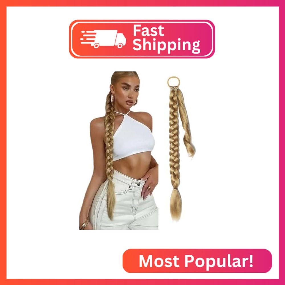 TASHEEMA Braided Ponytail Extension with Hair Tie, Fake Braid #27 Blonde Ponytai