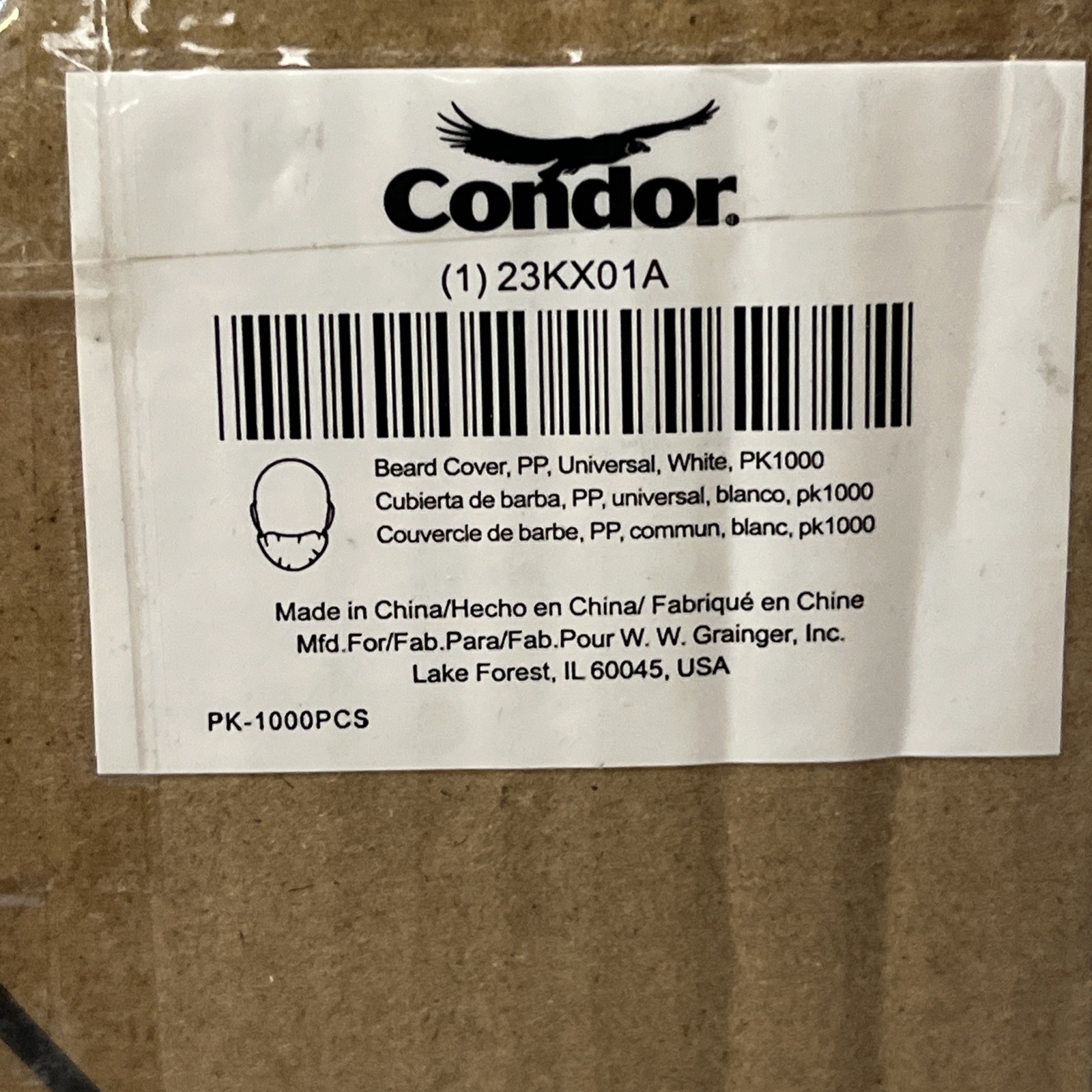Condor Beard Cover White PP Universal Qty 1,000