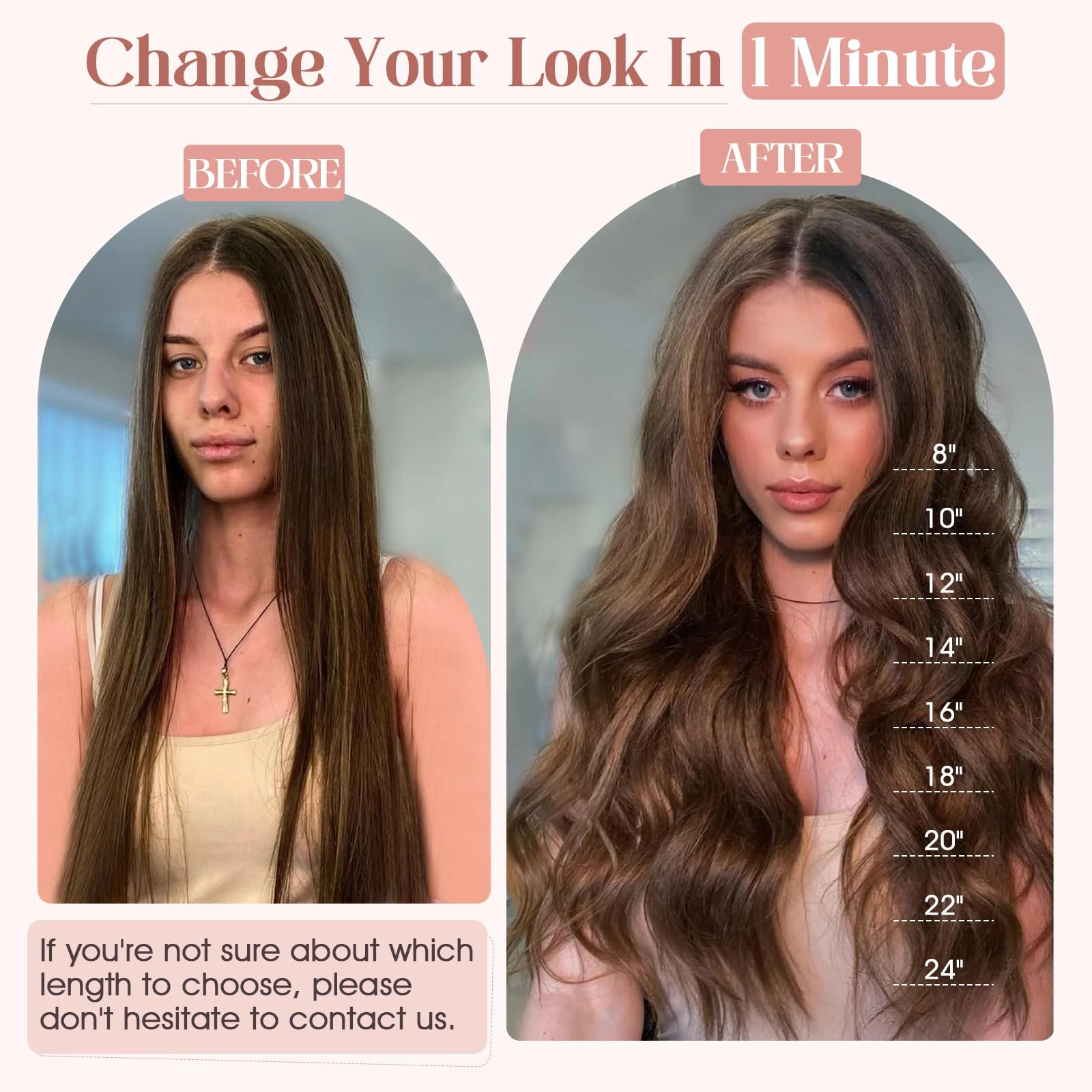 Hairro 16 Inch Clip In Extensions 100 Remy Human Hair 45G One-Piece 5 Clips