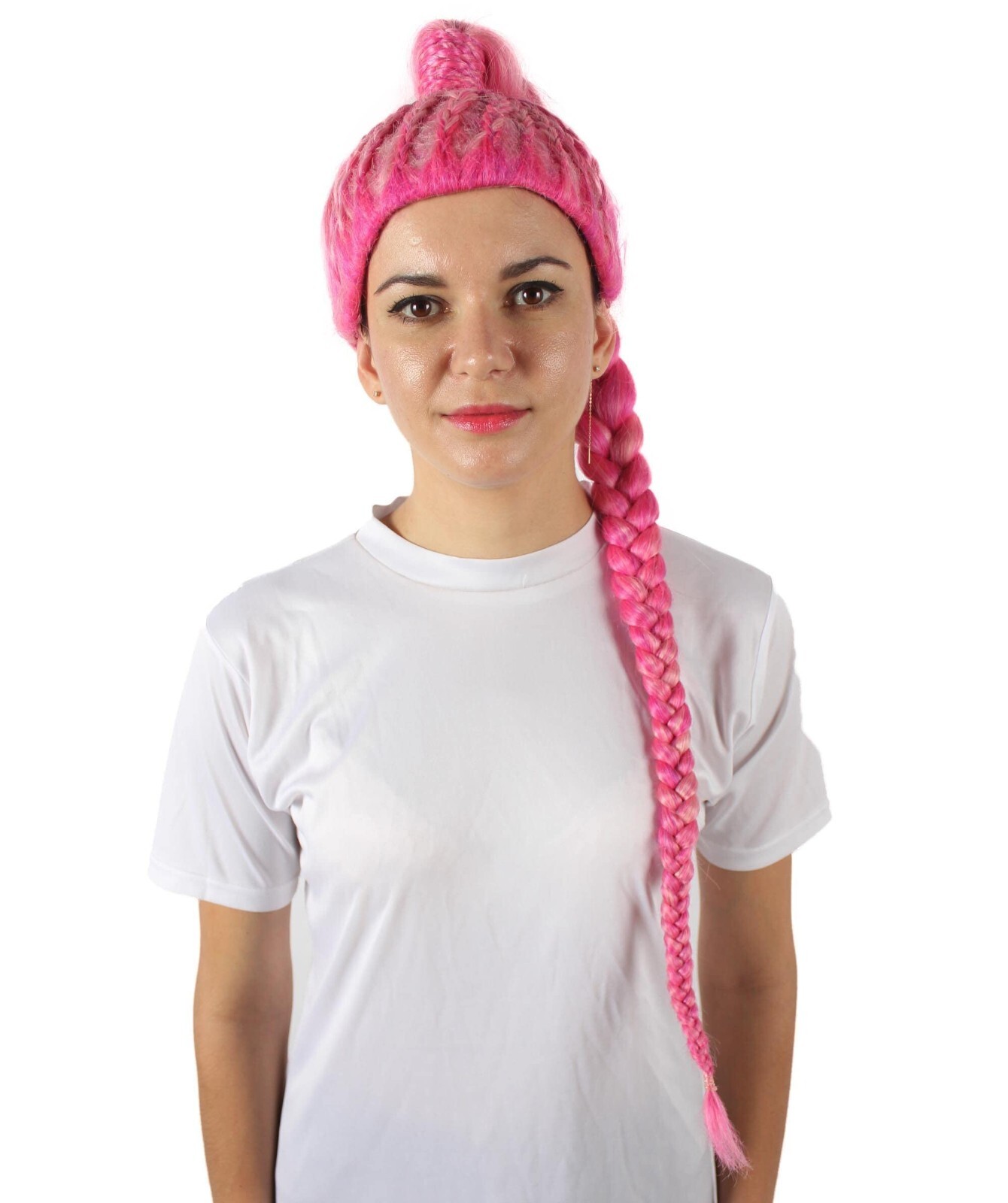 HPO Adult Women Drag Race Television Show Pink Braided Ponytail Wig | HW-7021