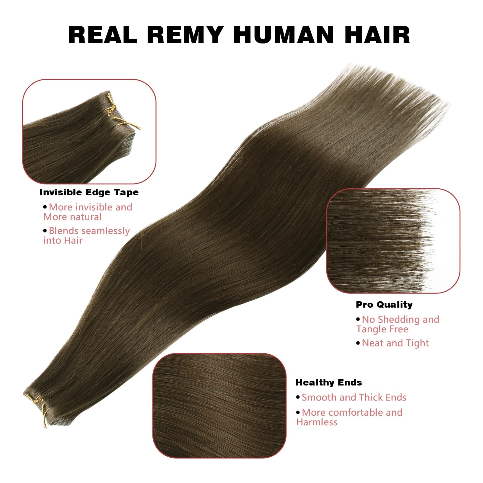 Abh Amazingbeauty Hair Invisi Edge Tape In Hair Extensions Real Human Hair
