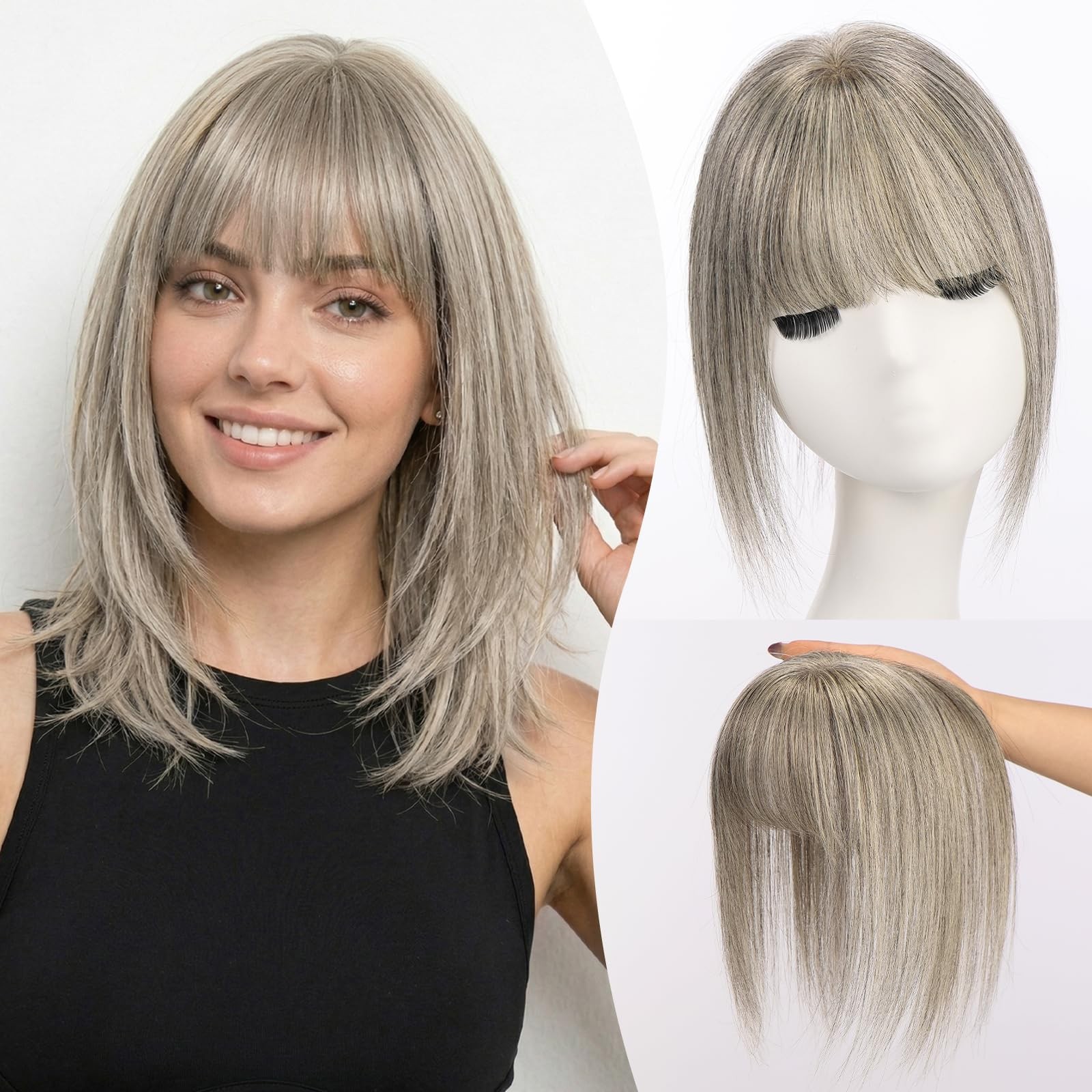 Emmor 10 Inch Real Human Topper For – Lace Base 3 Non-Slip Clips 4.5 X 3