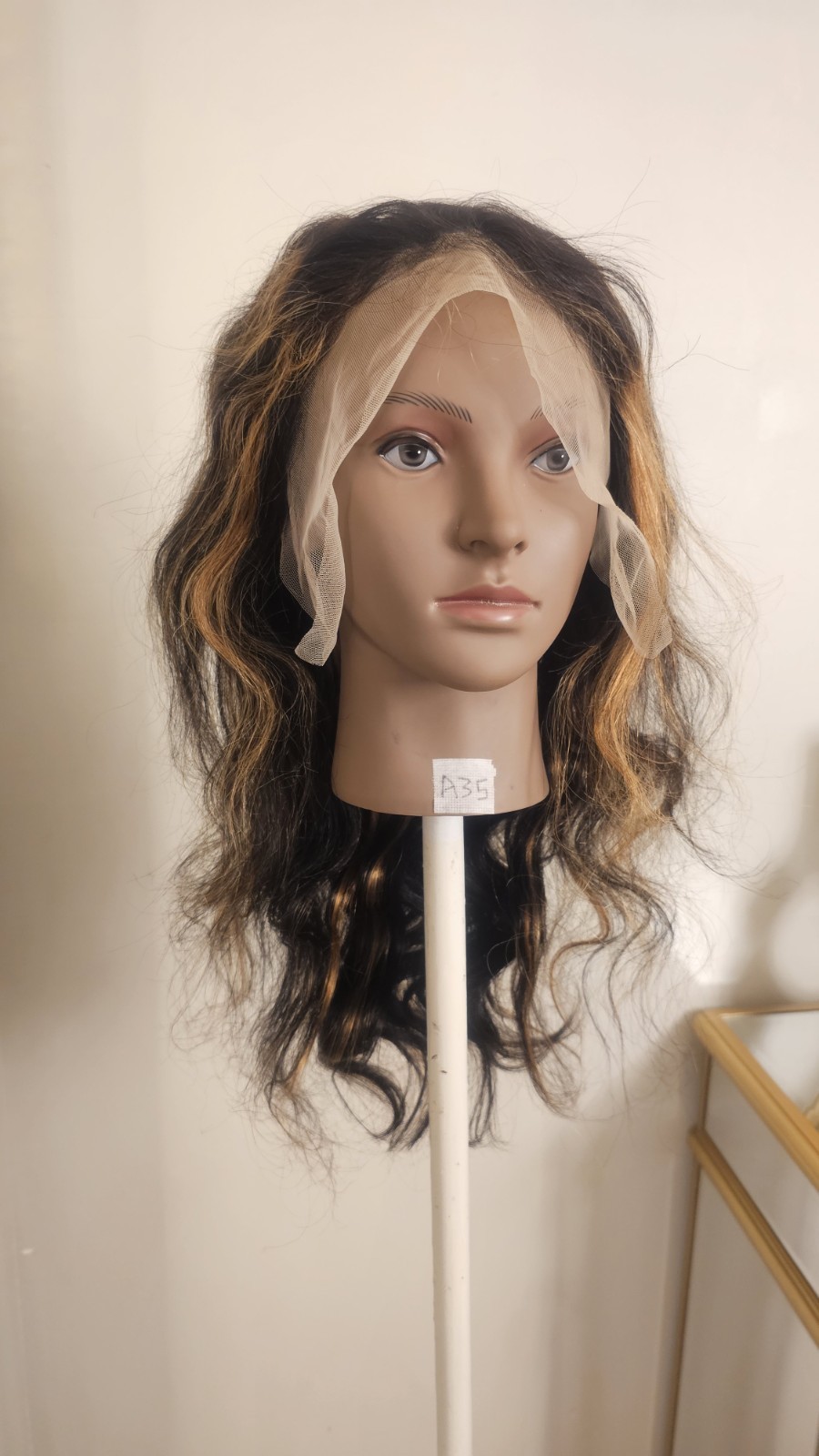 High Quality 24″ dark Brown With Ombre Highligh 100% Virgin Human Hair Lace Wig
