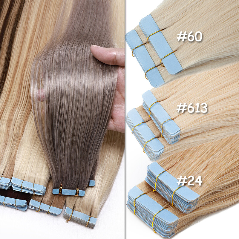 Invisible Thick Tape In Real Remy Human Hair Extensions Skin Weft Full Head 150G