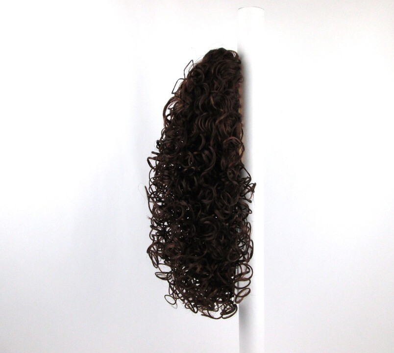 15″ LONG SPIRAL CURLS CURLY HAIR PONYTAIL HAIRPIECE CLAW CLIP WET LOOK POPPY