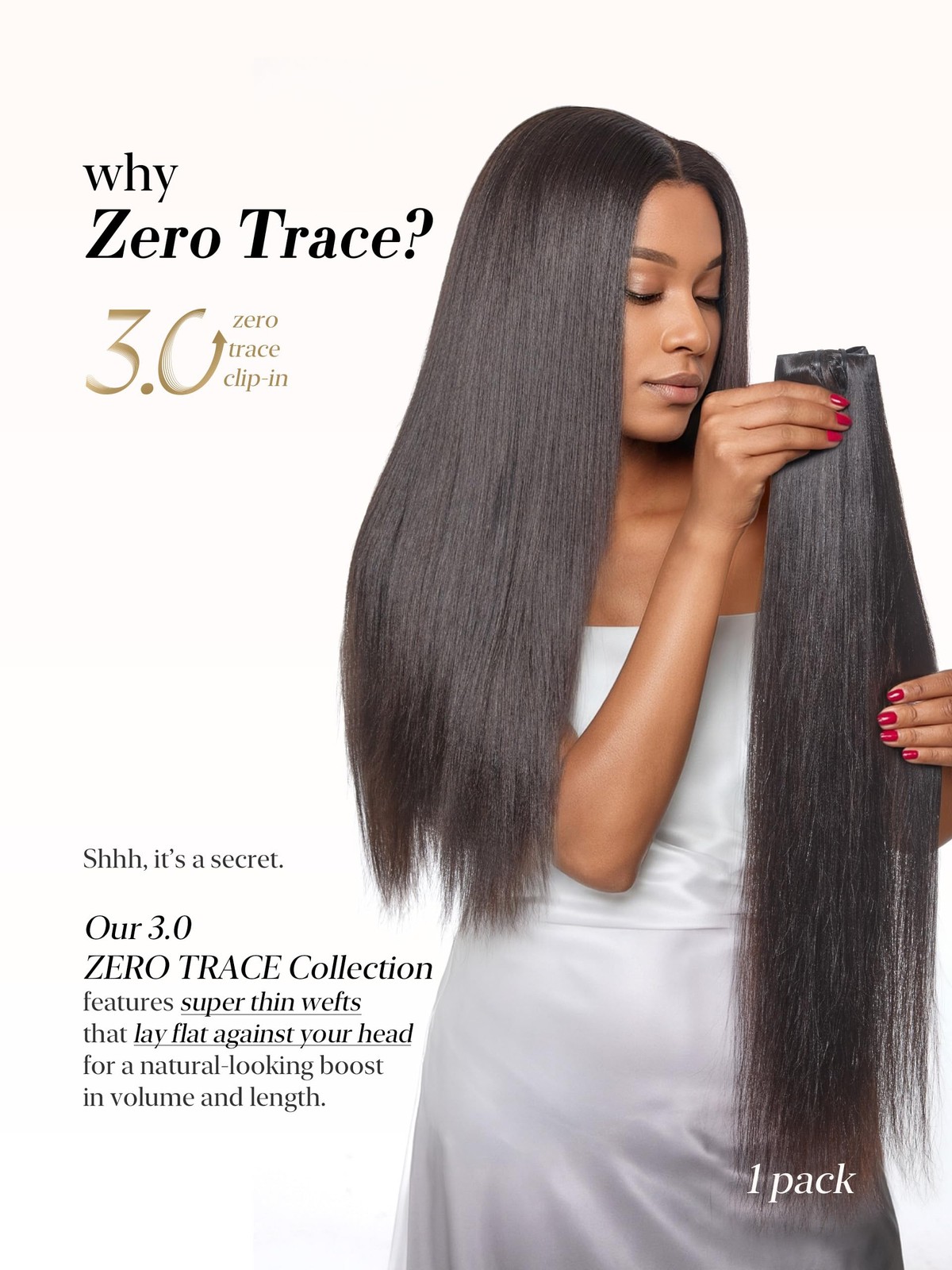 0.59mm Zero Trace Invisible Clip in Hair Extensions, Yaki Straight 7 Pcs 100g…