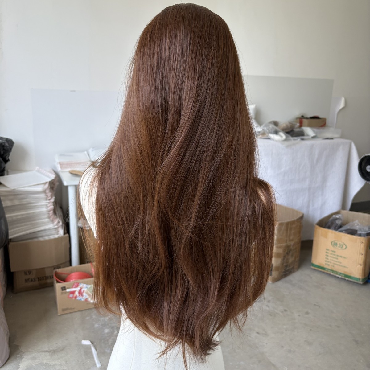 Synthetic Hair Heat Resistant Lace Frontal Wig Dark brown Long Straight
