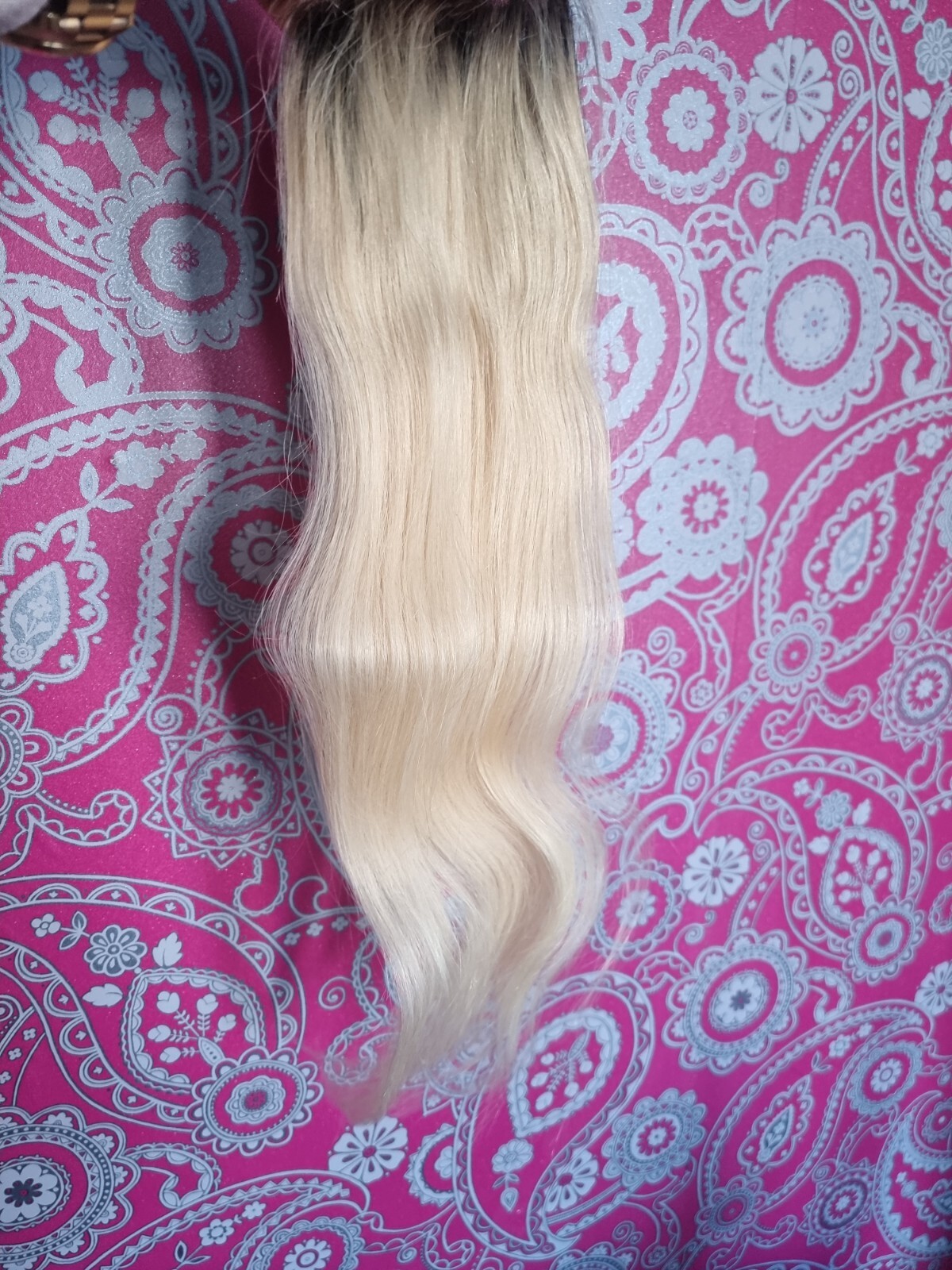 26INCHES BRAZILIAN VIRGIN HUMAN HAIR STRAIGHT CLOSURE 1B/613# ROOT 150% DENSITY