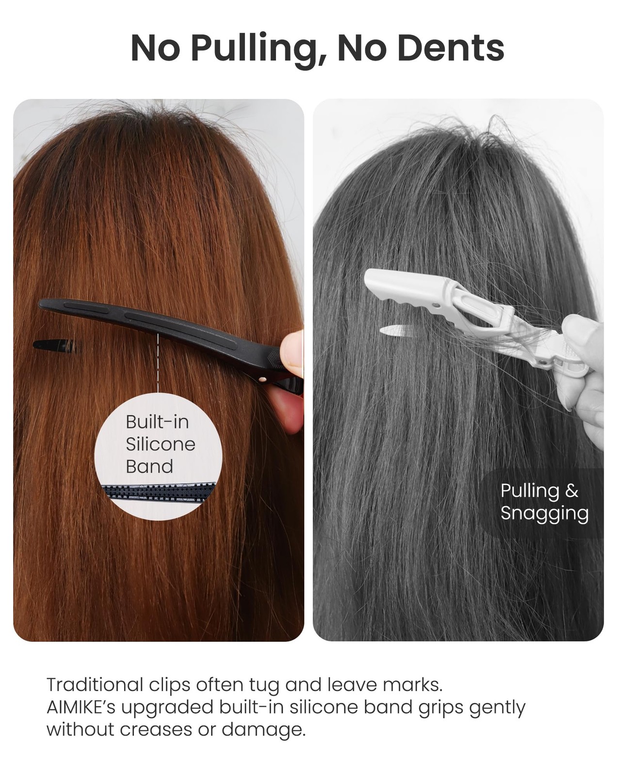 AIMIKE Extended Sectioning Hair Clips w/Built-in Silicone Band, 4.8″…
