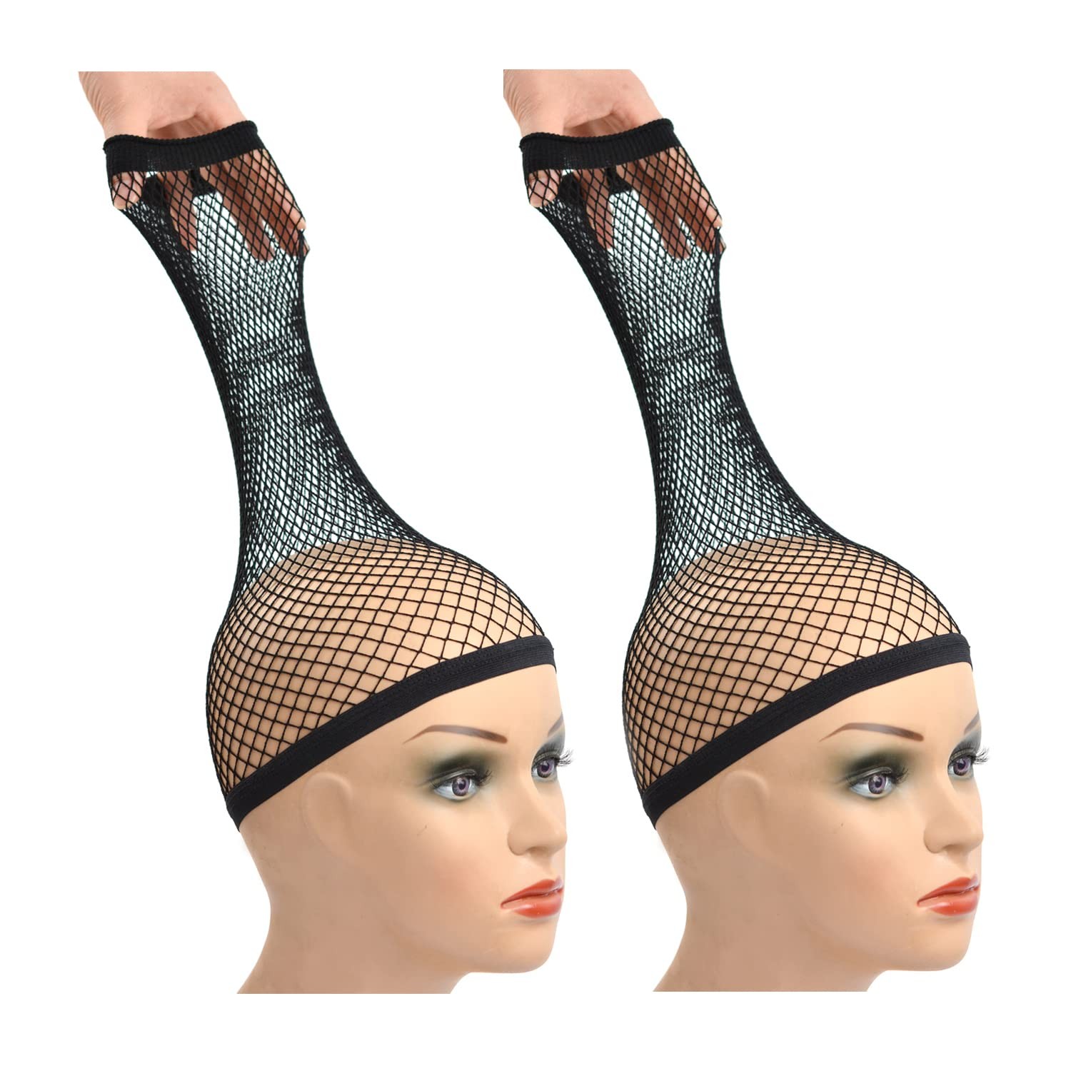 Mesh Wig Cap Crochet Net Black Hair Net for Women Men Sleeping Hairnet Cosplay