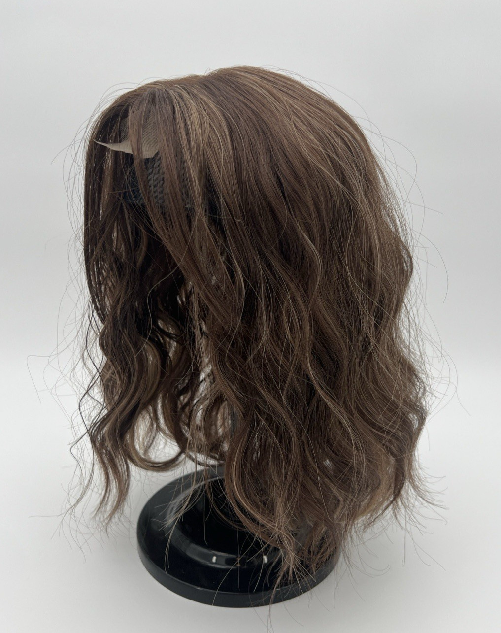 Brown Blonde Highlights Short Wavy 11in Natural Hair Topper