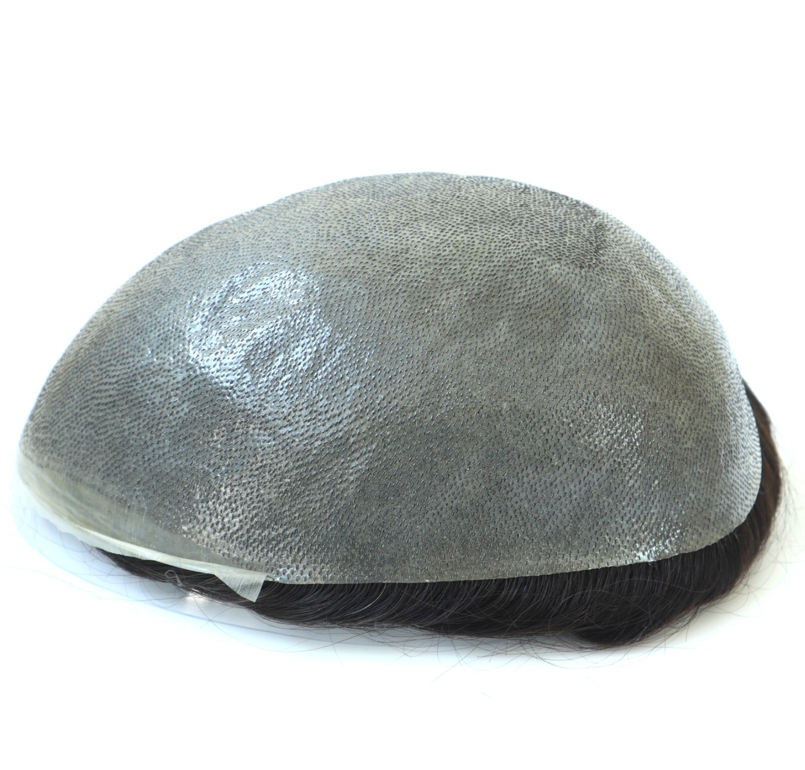 Mens Human Hair Replacement System Unit 0.08 Thin Skin Knotted Toupee Hair Piece