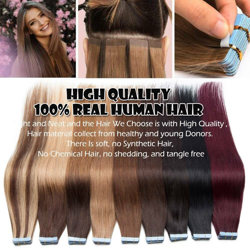 Tape in Hair Extensions Human Hair Seamless Skin Weft Remy Hair Highlight Blonde