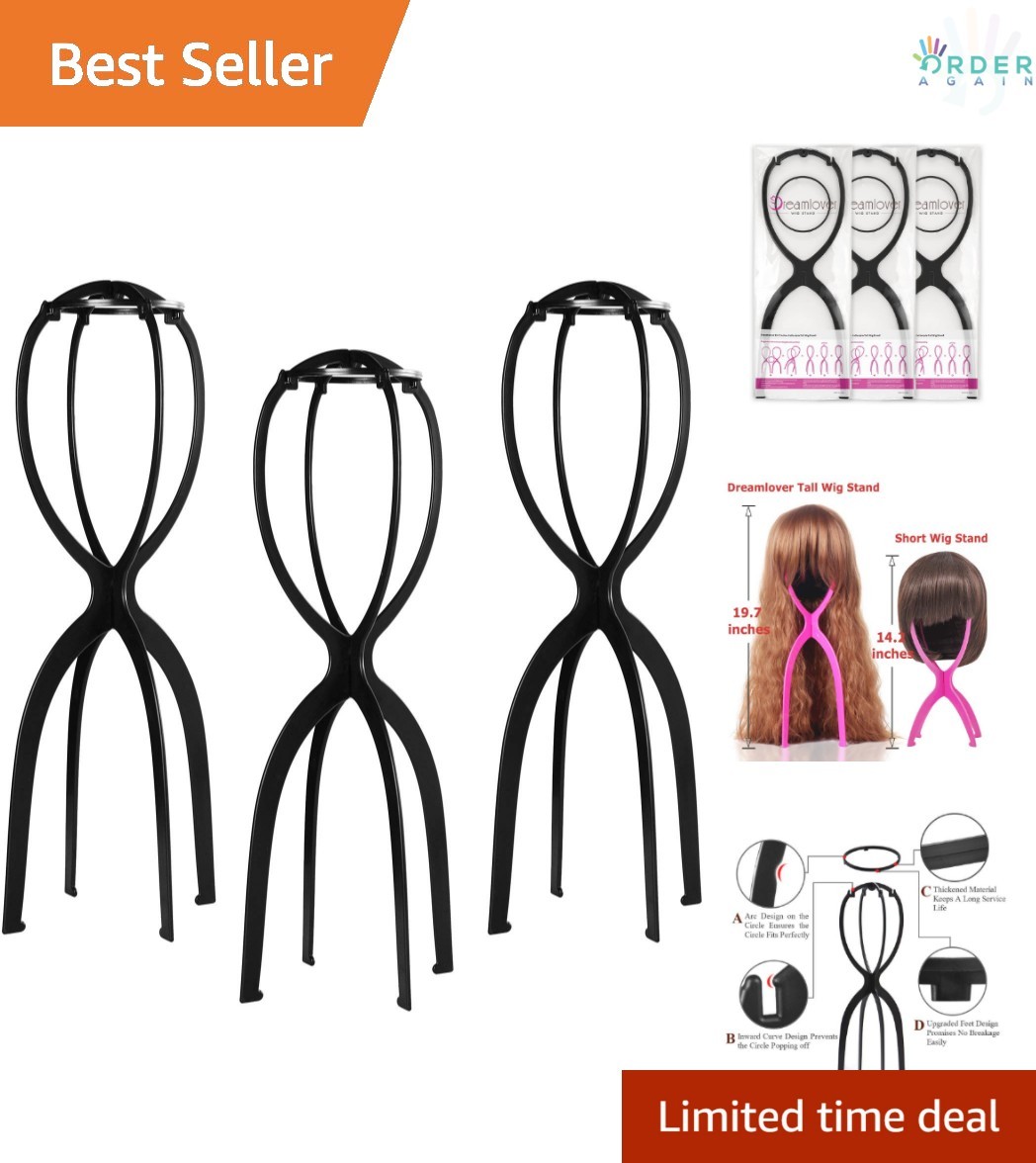 Wig Stand Tall Long Plastic 19.7 inch 3 Pack for Wigs Hats Storage