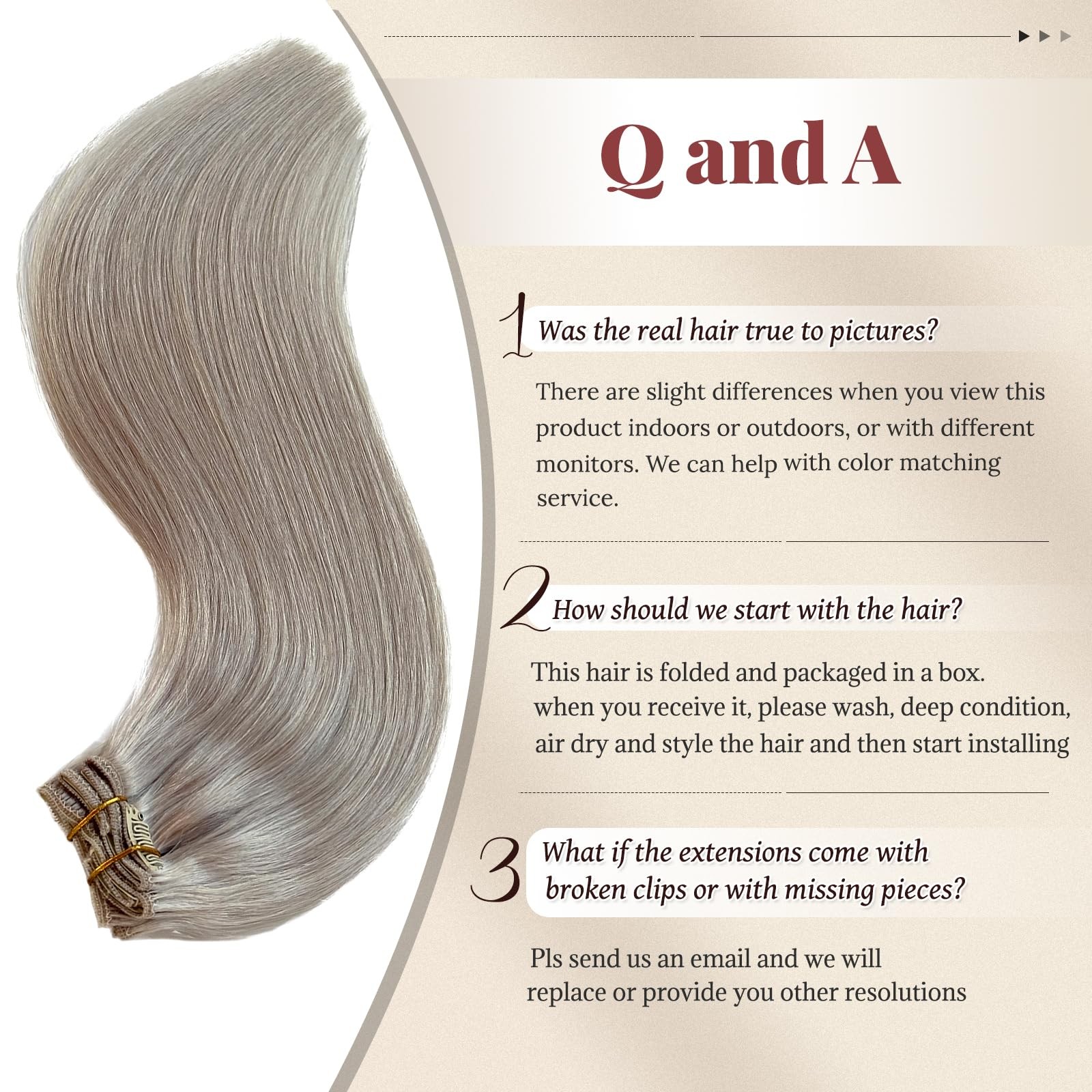Gray Silver Clip in Hair Extensions 20 Inch 70G Silky Straight Silver Human Hair