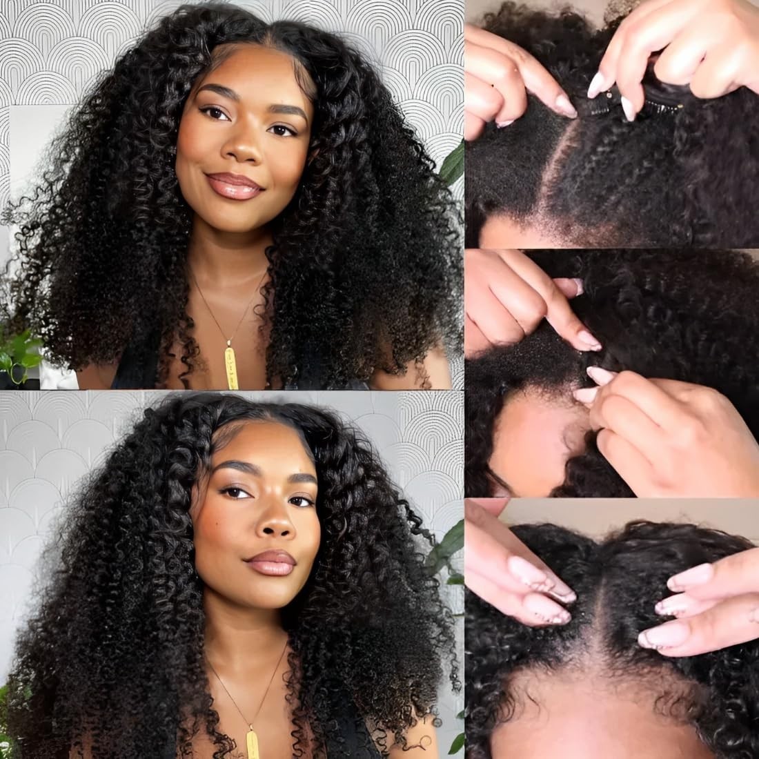 V Part Human Hair Wig Brazilian Curly Human Hair No Leave Out Upgrade U part Wig