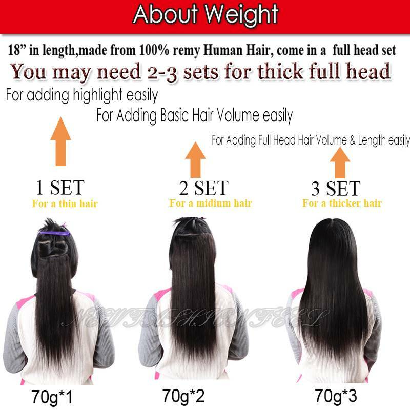 CLEARANCE 8pcs Clip in Real REMY Human Hair Extensions Full Head Ombre Balayage