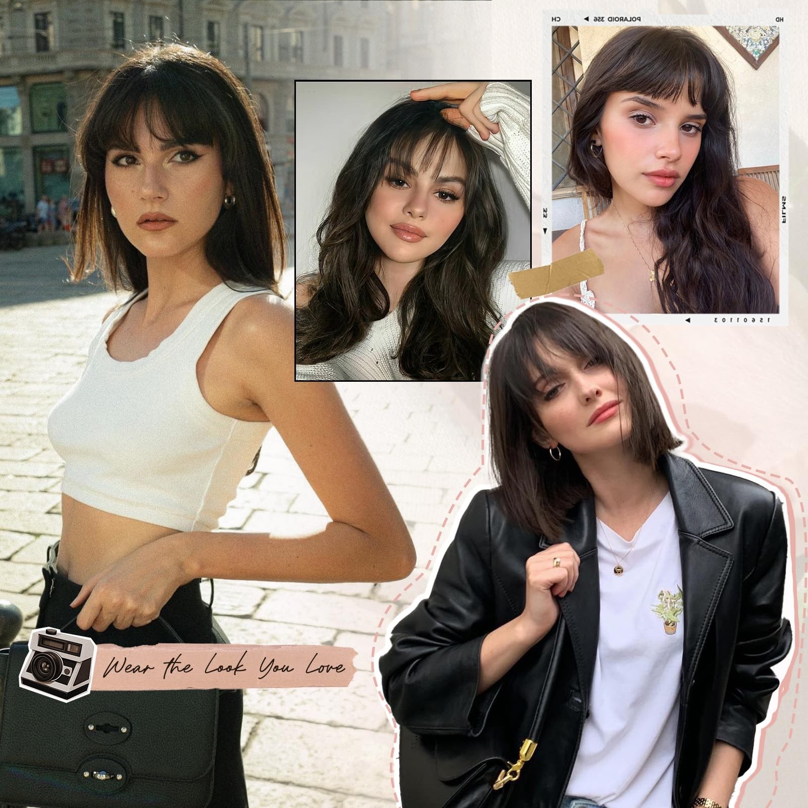 EINAEY Clip in Bangs 100% Real Human Hair, Darkest Wispy Bangs, Brown
