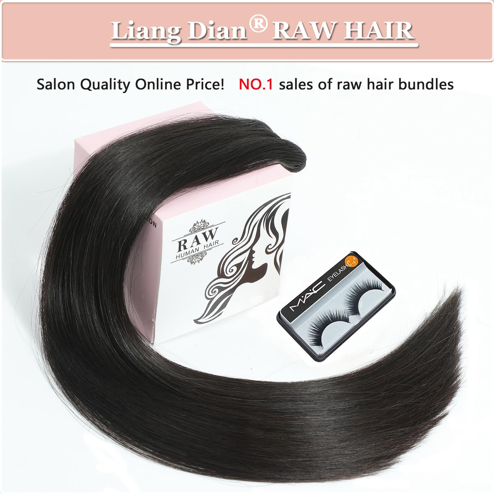 Liang Dian 20 Inch Raw Human Hair Bundles Natural Black 2 Bundles 15A Cambodian