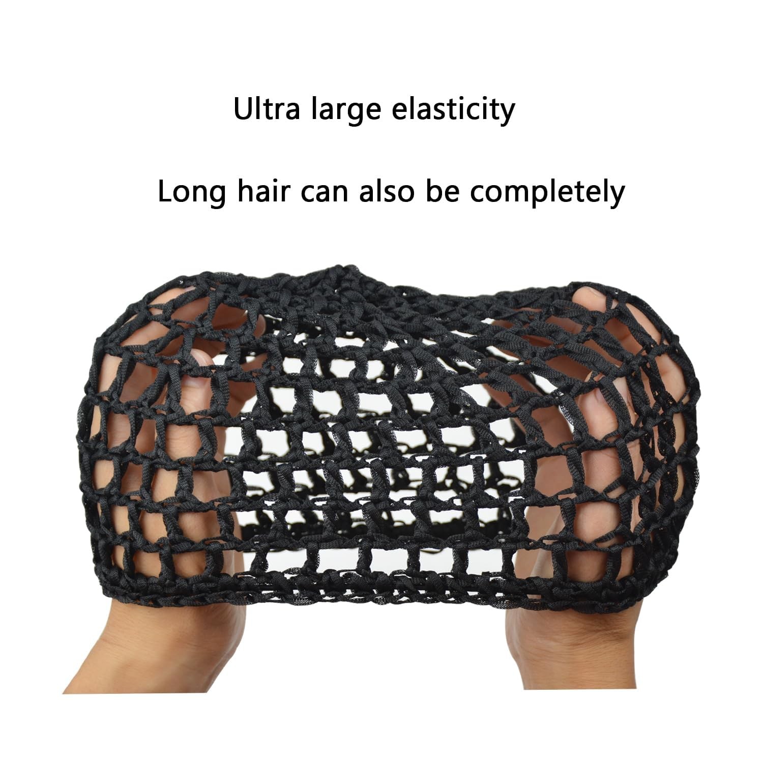 2 Pieces Black Hair Nets Cap Mesh Crochet Net Rayon Knit 2 Pcs