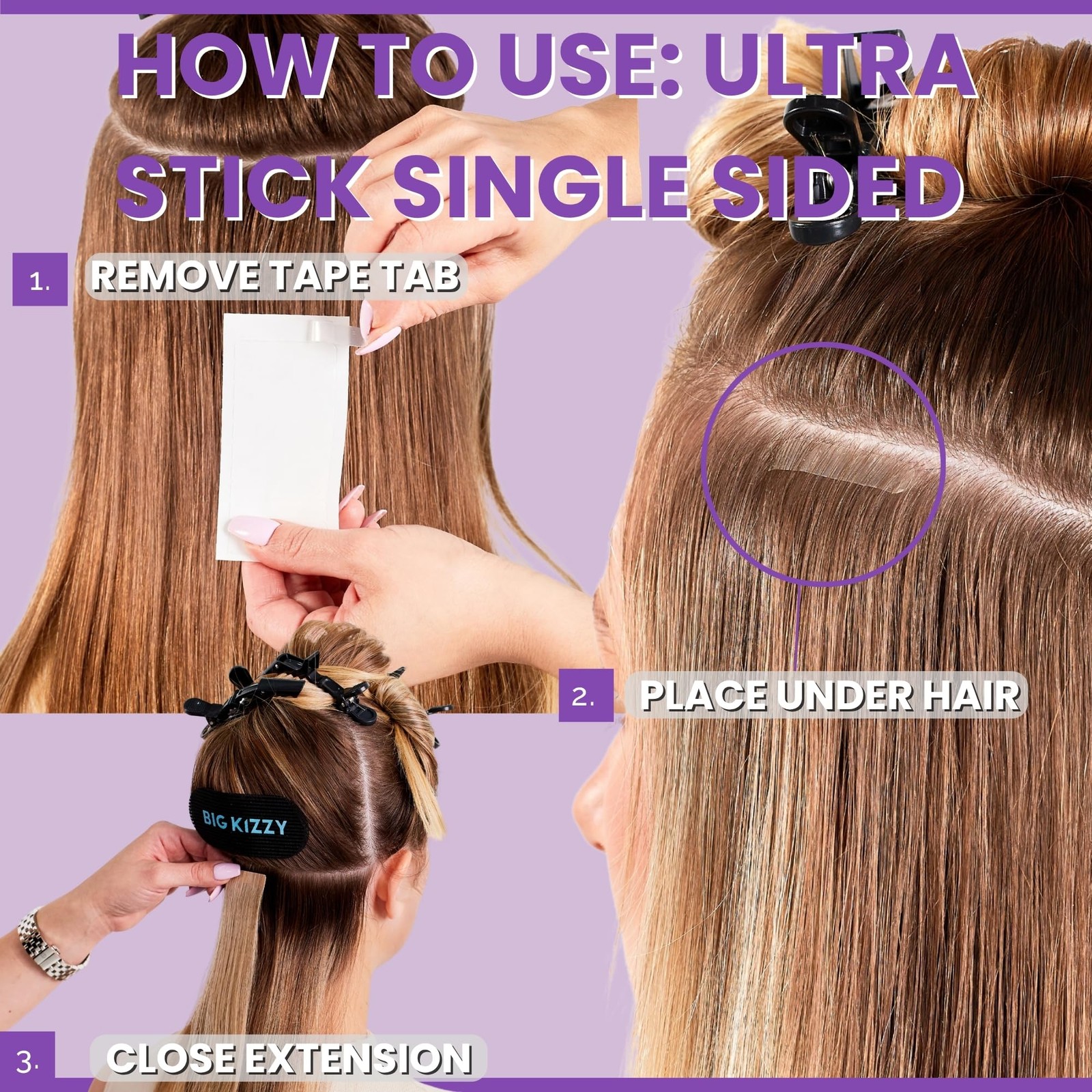 Single Sided Replacement Tape Hair Extensions Strong Hold Residue Free 48 Tabs