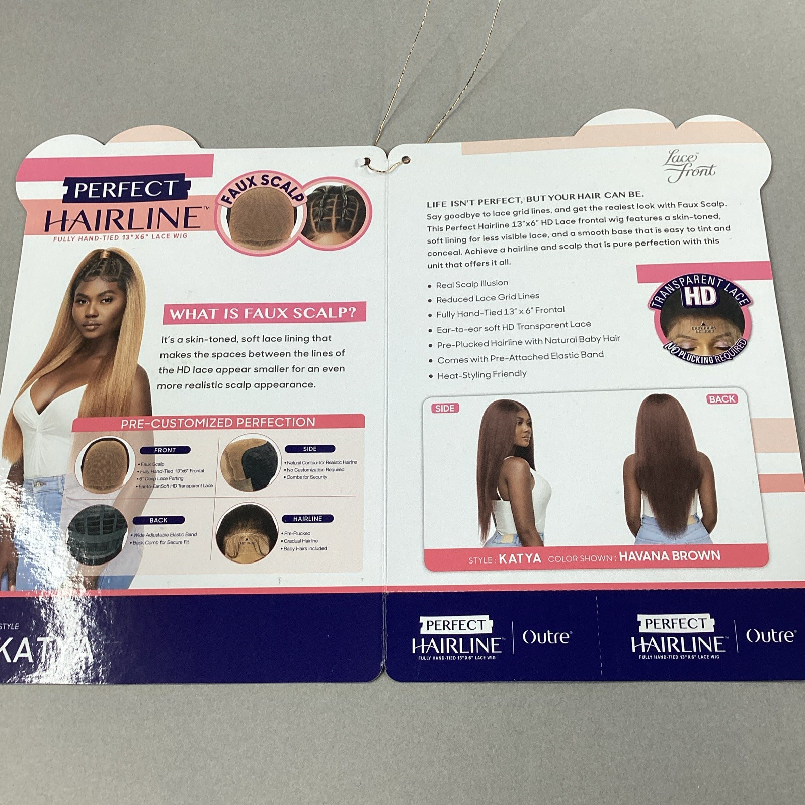 Perfect Hairline Katya Long Straight #DRFF Red Velvet Black Synthetic Lace Wig