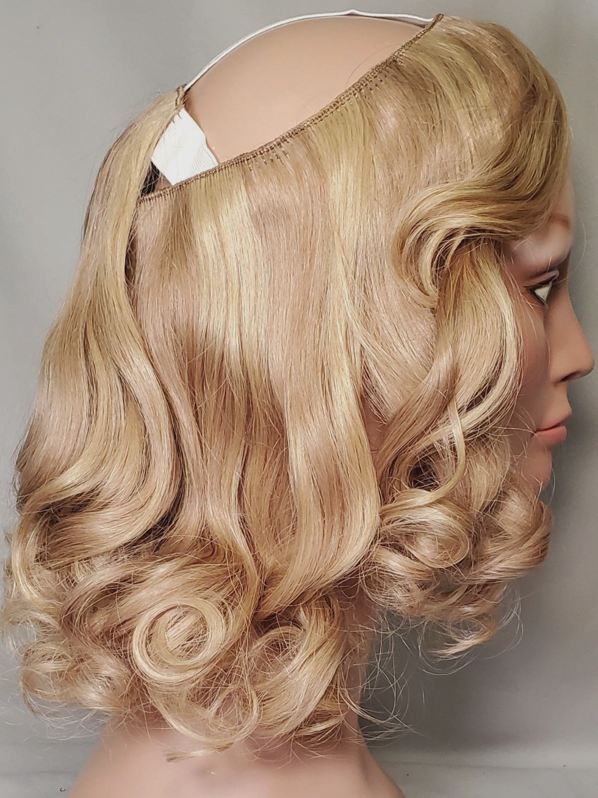 CMC Human hair Halo Bangs 15-25 Blonde NWOT Display (Hat NOT included)