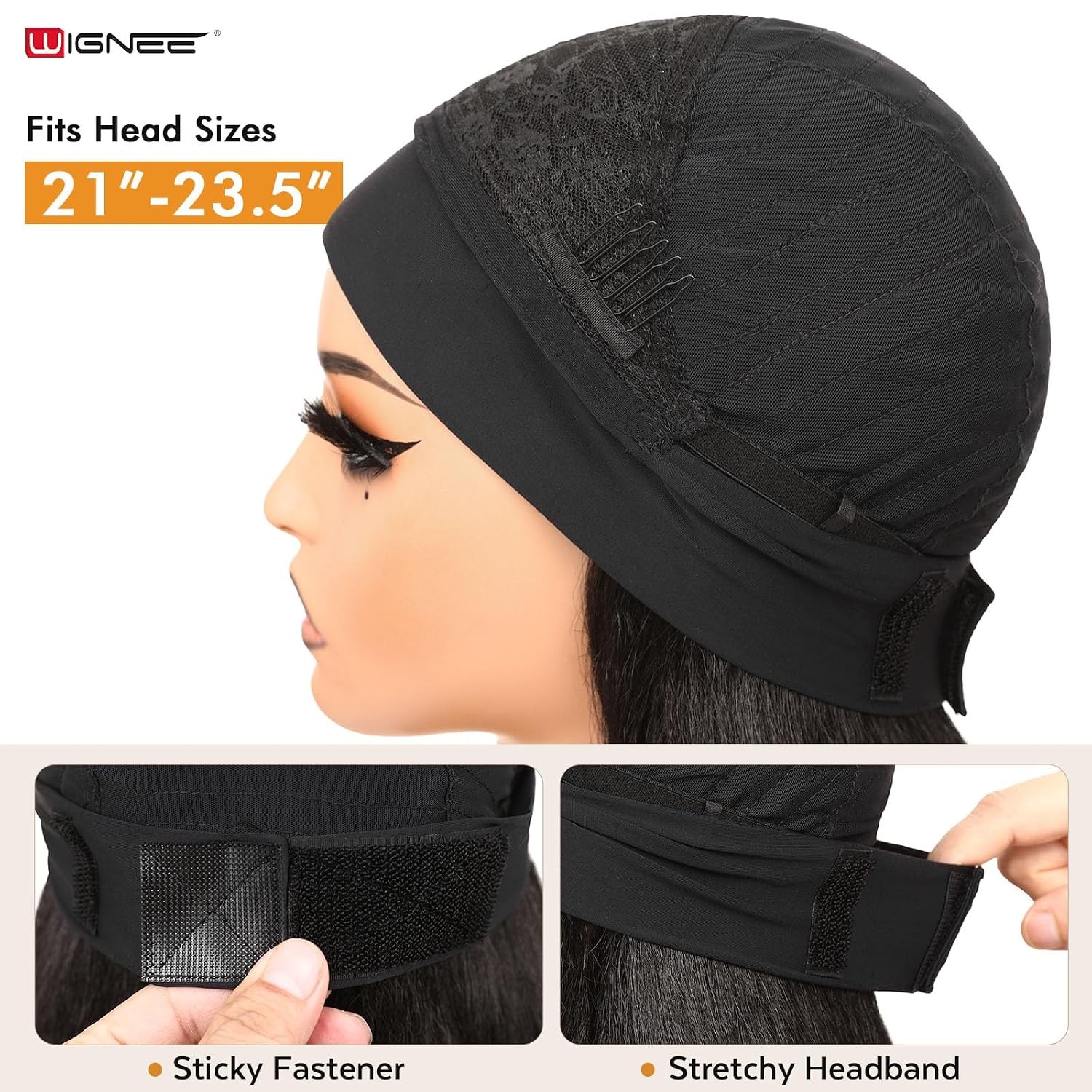 WIGNEE Yaki Curly Headband Wig Synthetic Layered Kinky Straight Half Wig Wear an