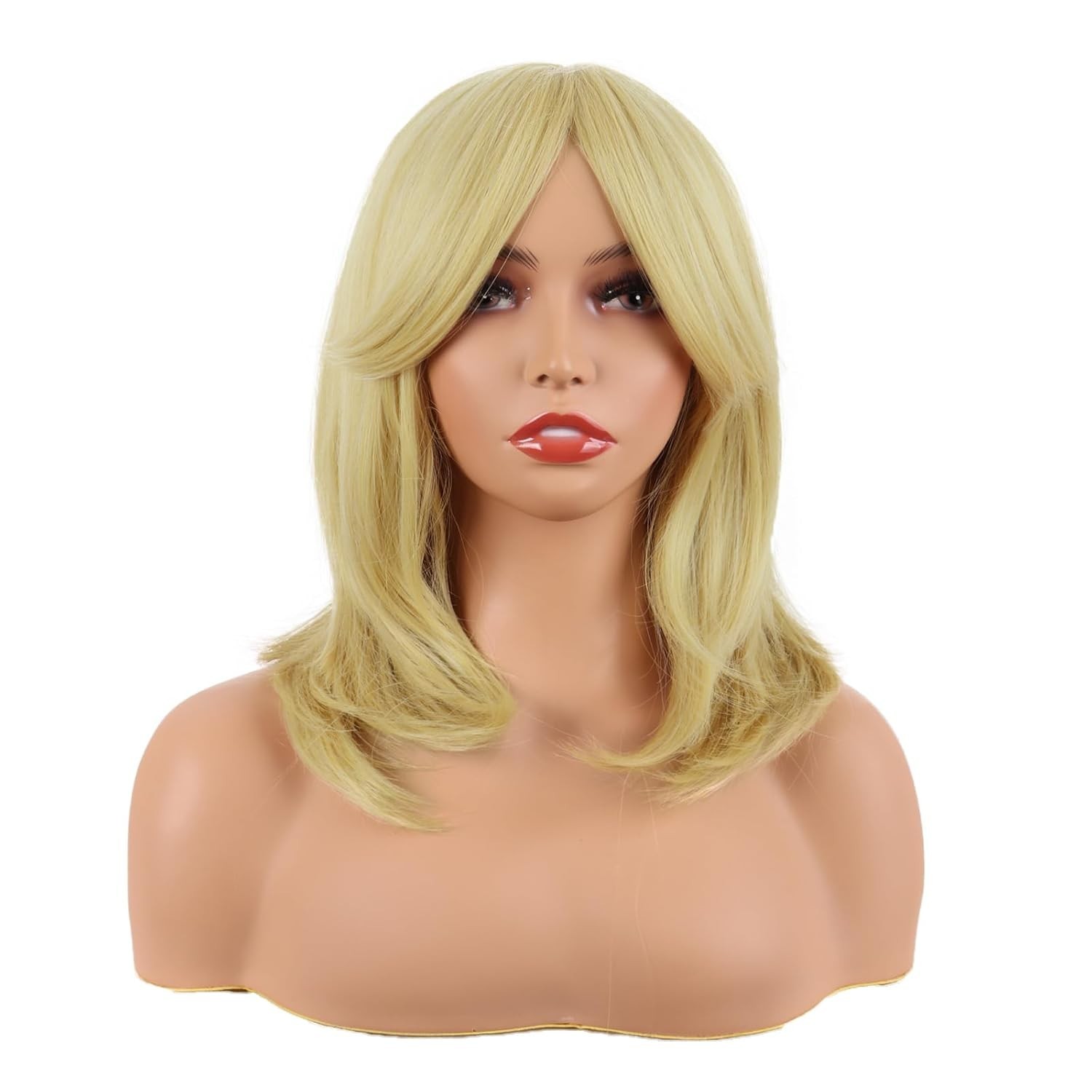 18 Inch Heat Resistant Layered Bangs Wig in Modern Mixed Blonde – Daily Use