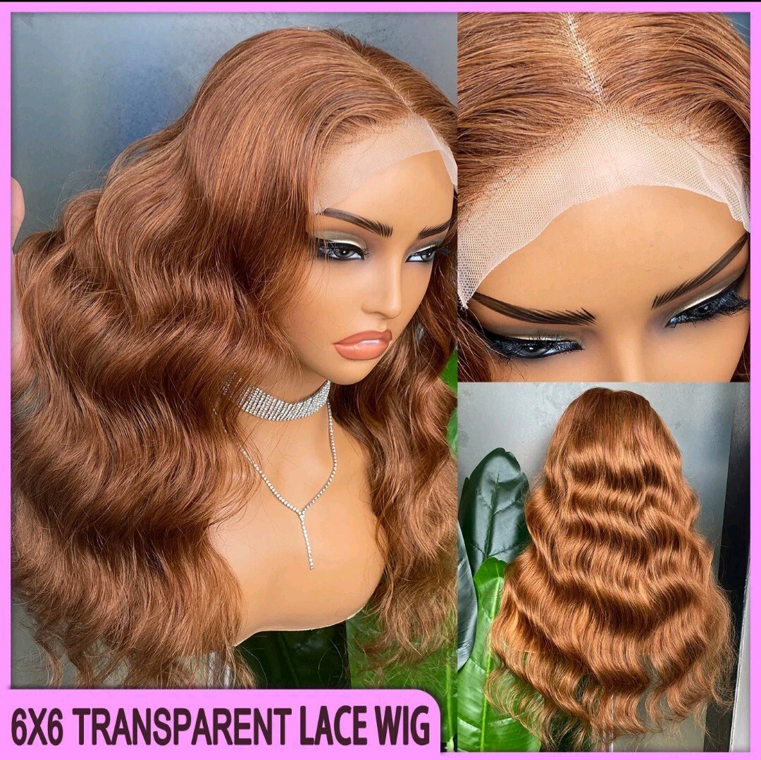 12A 18INCH RAW UNPROCCESSED PERUVIAN HAIR 6X6 TRANSPARENT LACE WIG BODY WAVE 30#