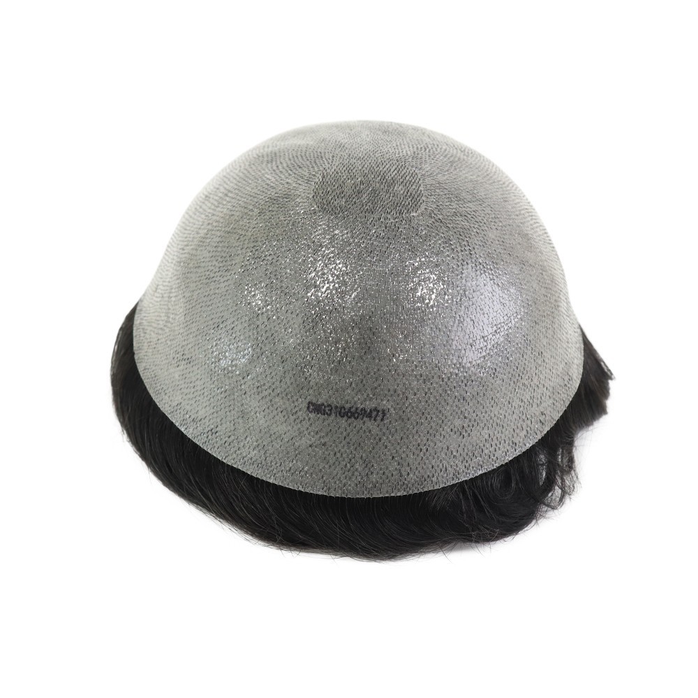 Mens Toupee Human Hair Replacement System 0.04mm Super Thin Skin Hairpieces 7×9