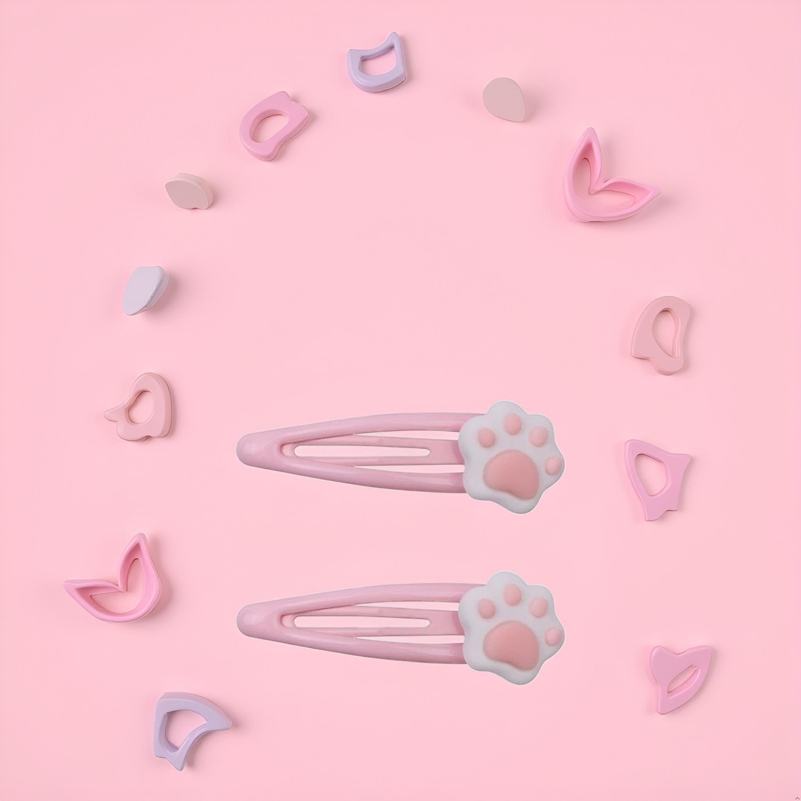 2pc Pink Women Cartoon Cat Hair Clips,Women 1 Count (Pack of 2),