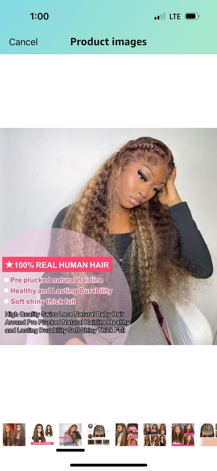 Fabimiya Human Hair Wig 5×5 Highlight P4/27 Brown Jerry Curly Lace Front 14 In