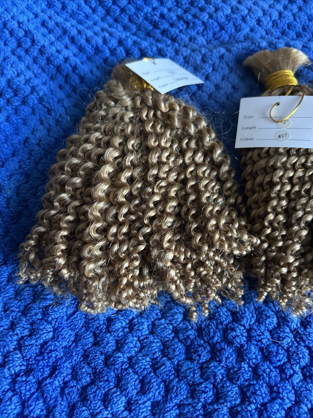 3 Bundles Human Hair 12” Bulk For Braiding NO WEFT Golden Blonde Color #27 FRESH