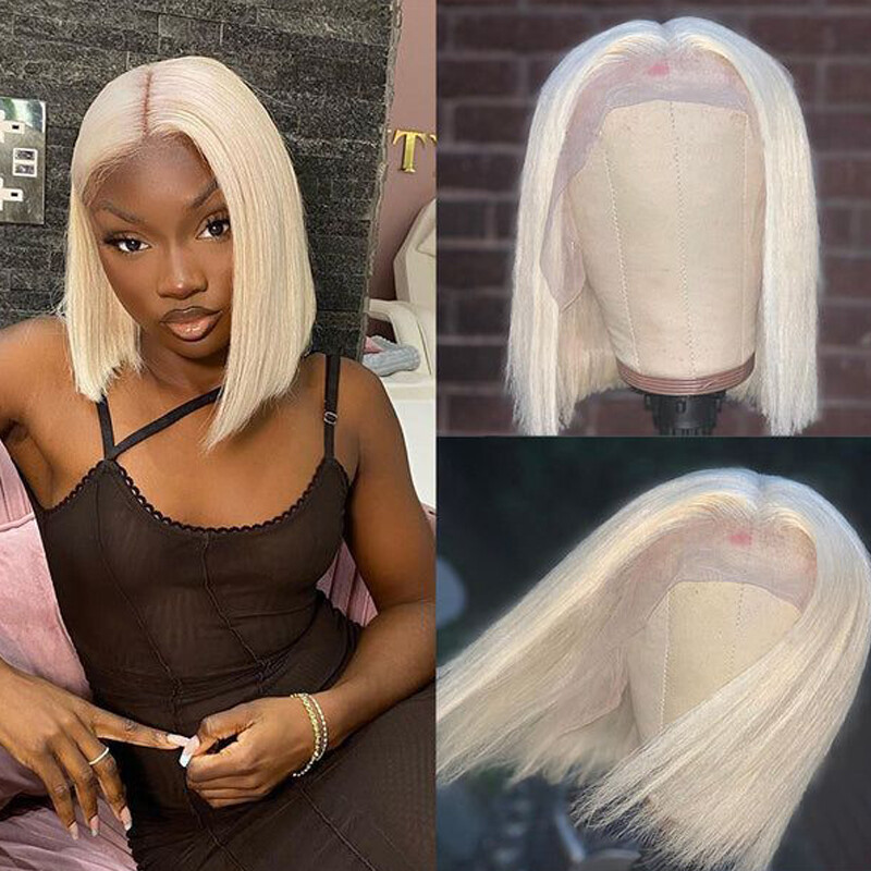 White Short Straight Synthetic Lace Front Wigs Cosplay Party Wig