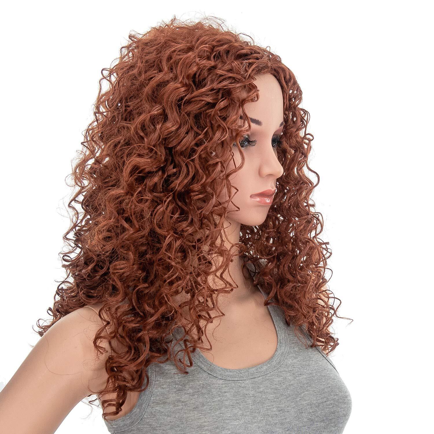 Long Big Curly Wigs For Women Synthetic Heat Safe Piece Dark Brown High-quality