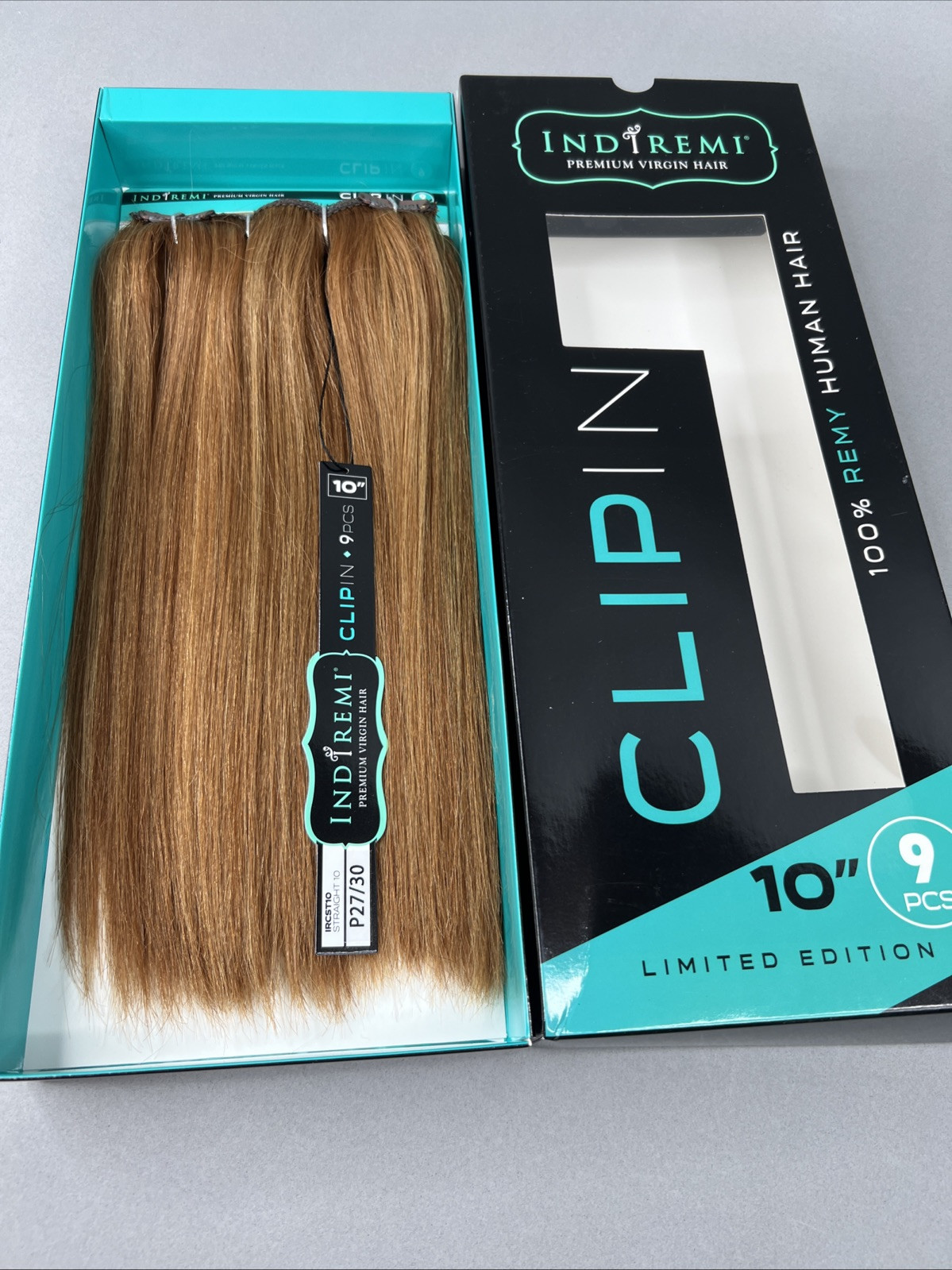 Indi Remi 9 Pc 10” Clip-in #P27/30 Double Honey Straight Human Virgin Hair