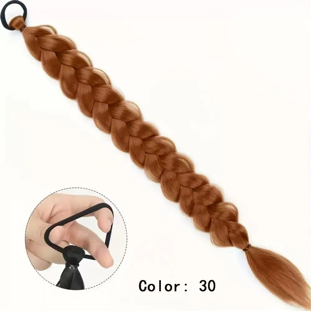 Long Braided Ponytail Hair Extensions Synthetic Hair With Elastic Band For Women