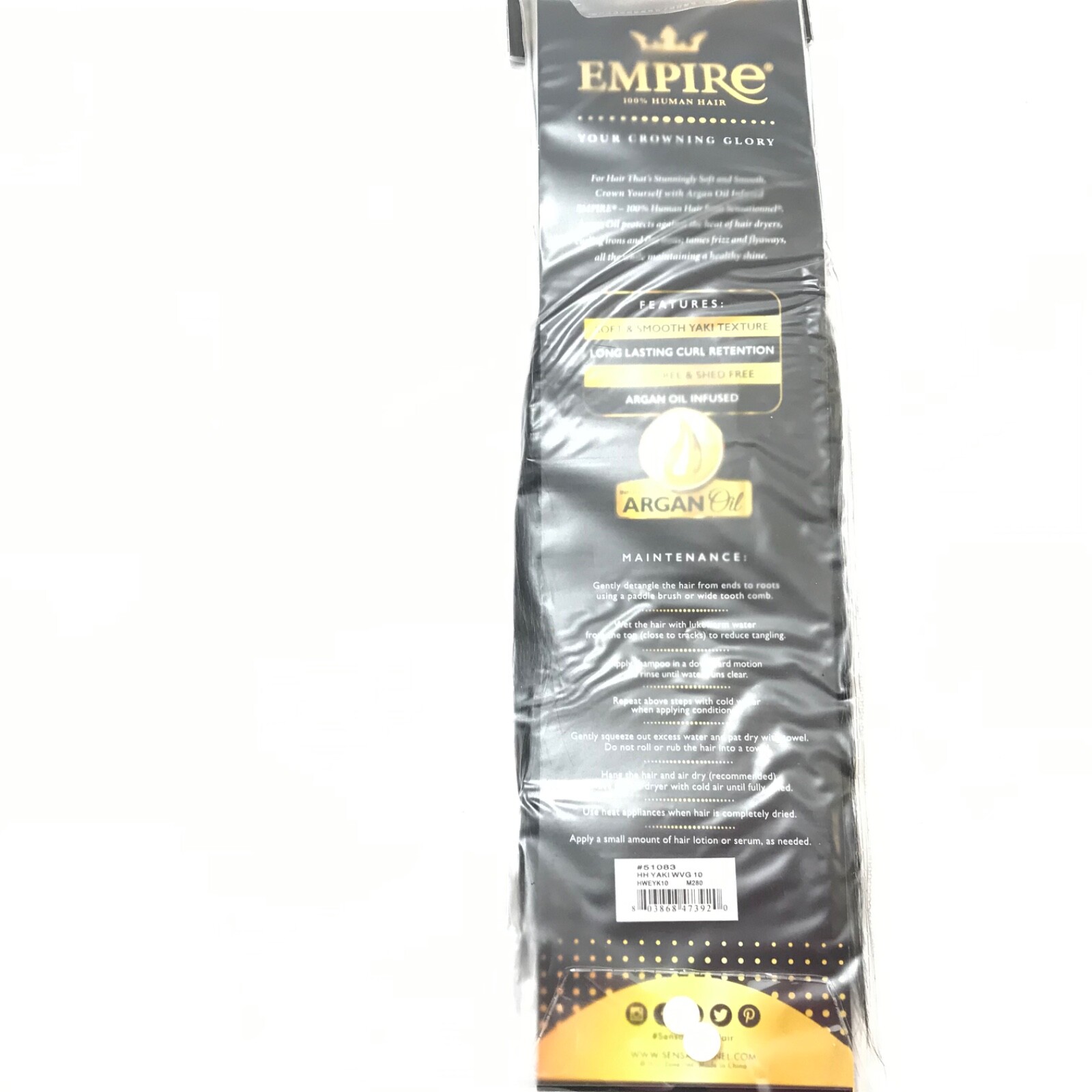 (1) Pack Sensationnel Empire Human Hair Yaki 10” Color S1B/30 Infuse/Argan Oil
