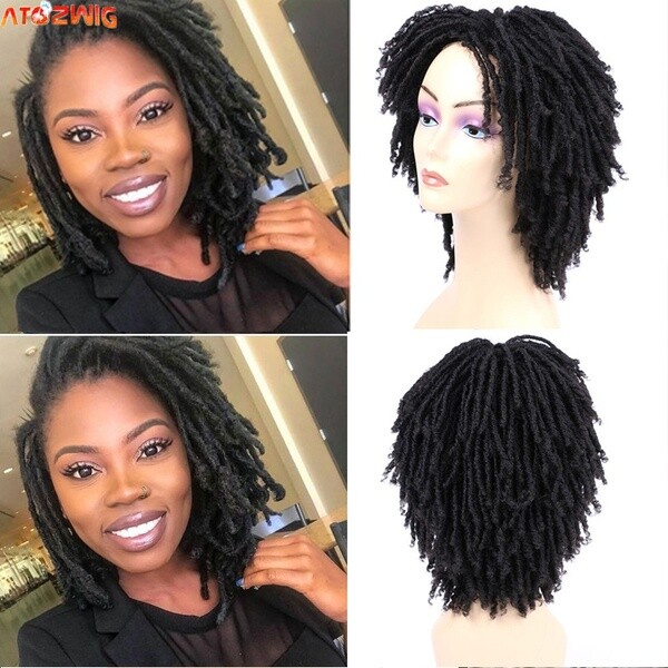 Dreadlock Wig Short Twist Wigs for Black Women Short Curly Braided Natural Black