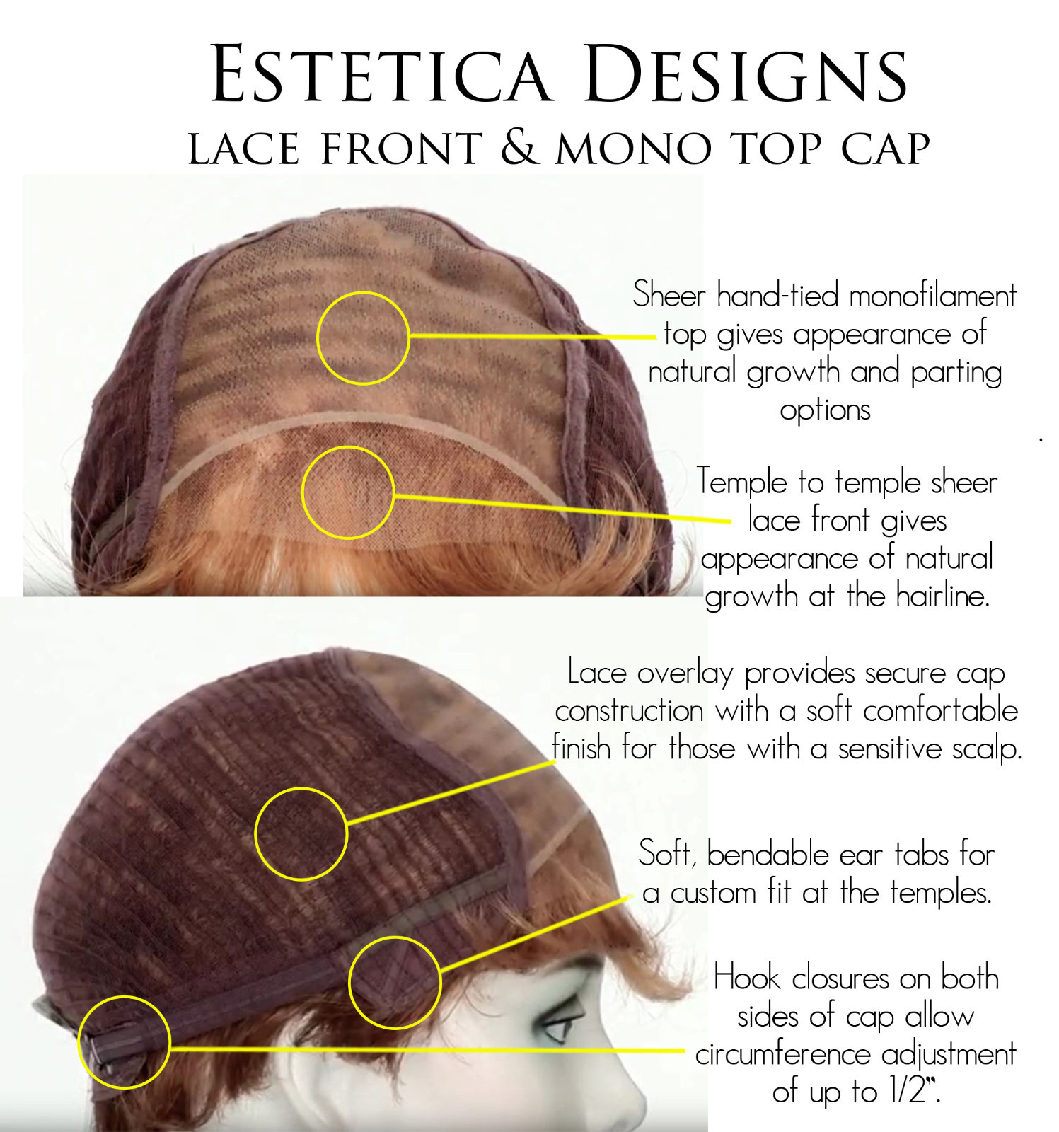 VERONA Wig by ESTETICA, **ANY COLOR!** Mono Top, Lace Front, Genuine, New!