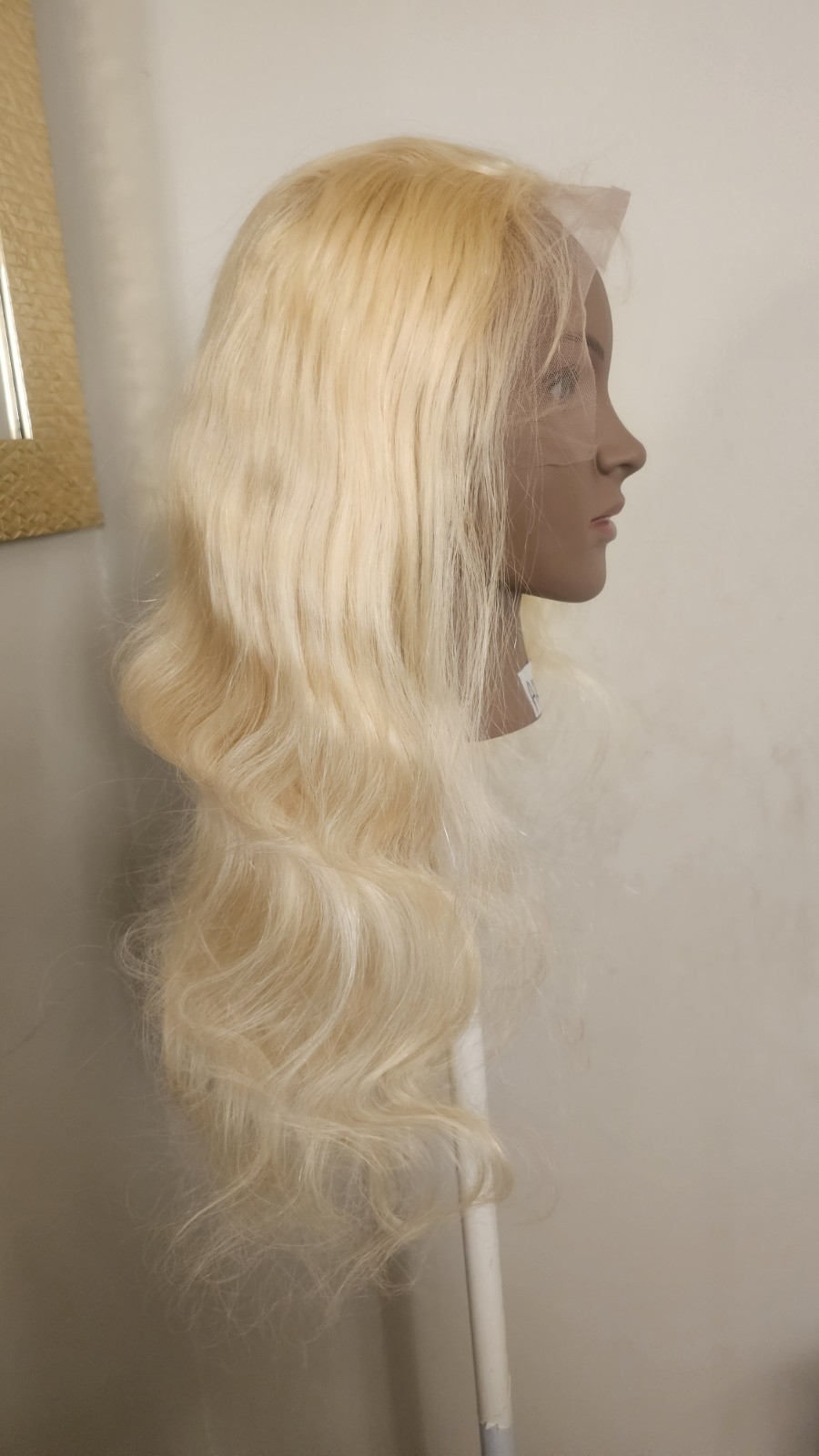 High Quality regular Top 28 ” blonde straight 100% Virgin Human Hair Lace Wig