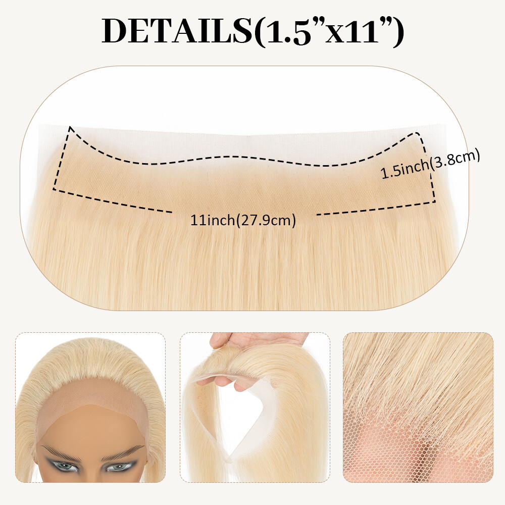 Free Part Full Lace Hairpiece Topper Human Hair Piece Patch 0.75″x6.25″ 1.5″x11″