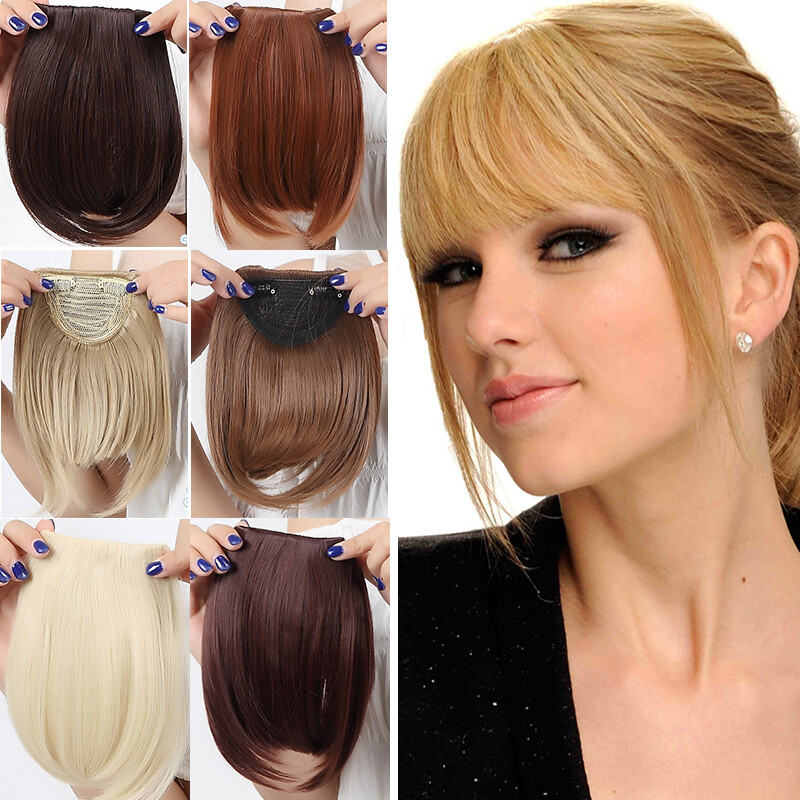 US Thick Neat Fringe Bangs Hairpiece As Clips in 100% as Human Hair Extensions