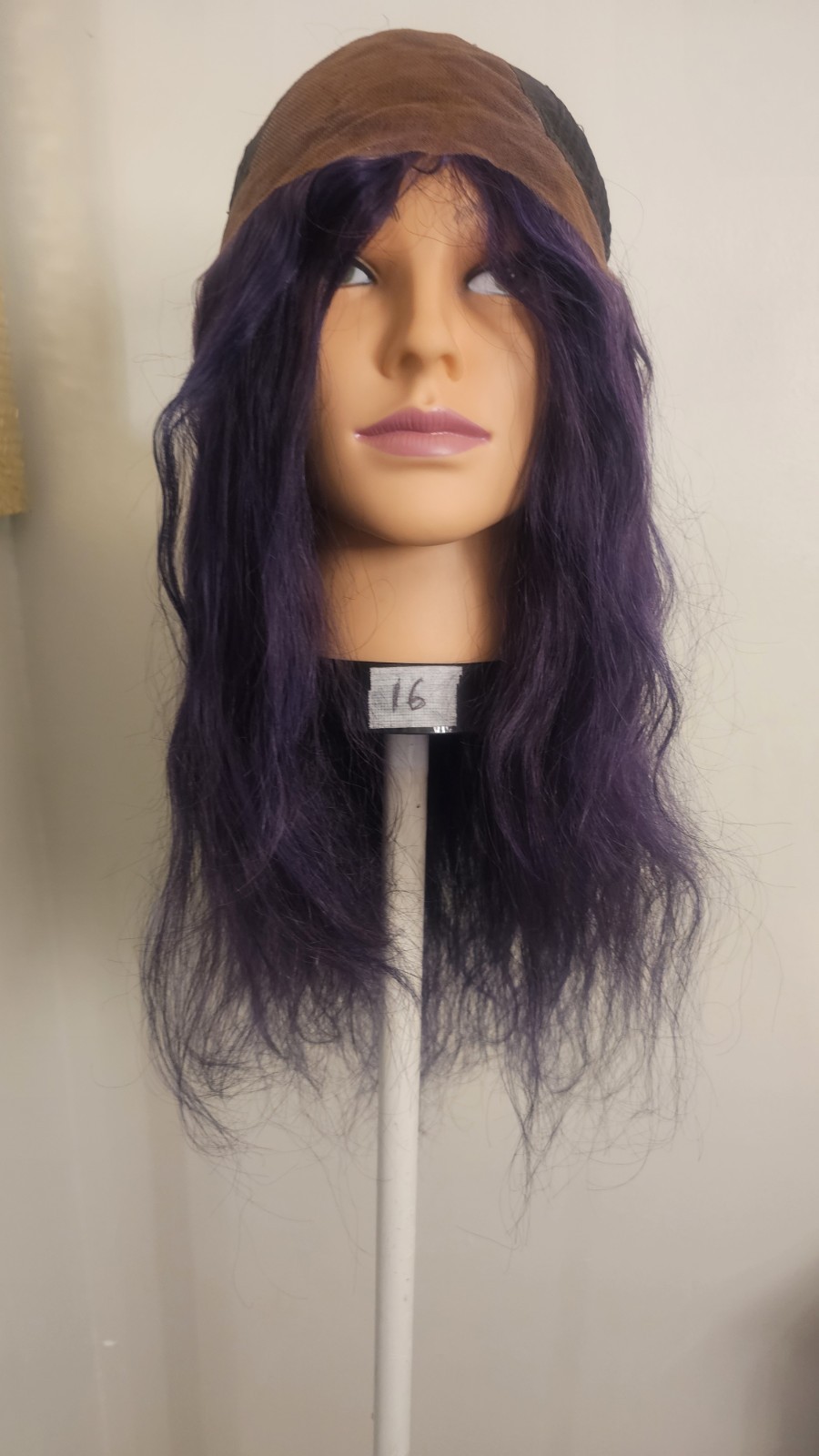 High-Quality Regular Top 24″ Purple Wavy 150% Virgin Human Hair Lace Wig