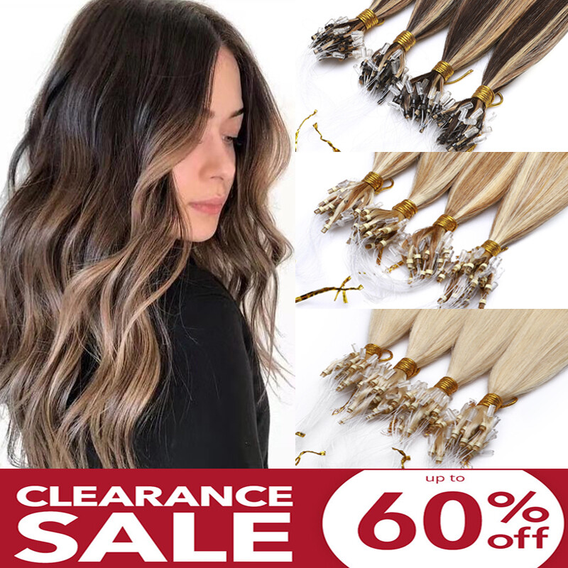 Clearance 1G Micro Loop Ring Tip 100% Remy Human Hair Extensions Nano Beads 200S